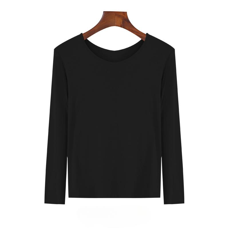 

Женский топ с длинным рукавом, однотонная футболка на весну и осень XL чёрный
