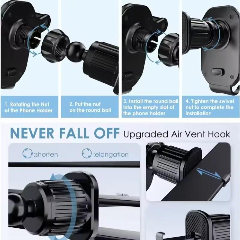 Universal Car Air Vent Phone Holder Gravity Clip Mount 360° Rotation Adjustable Bracket for iPhone 15 16 12 Samsung Xiaomi