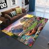 Lake House Flower Garden Area Rug, Scenery Decor Mat