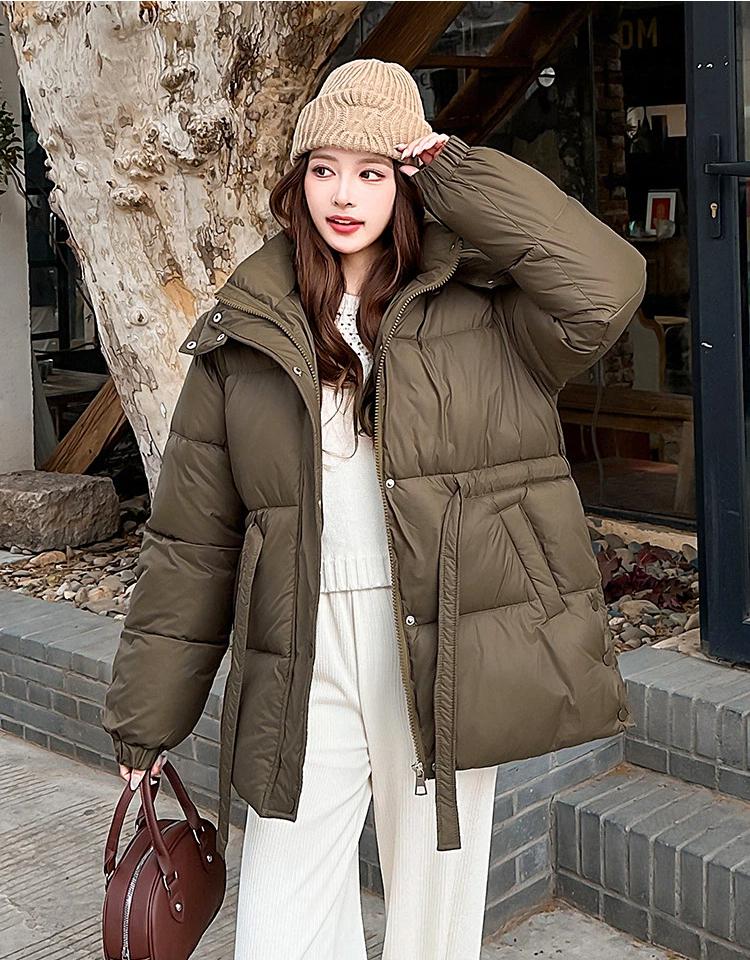 Women’s Short Hooded Windproof Thicken Warm Winter Jacket With Belt