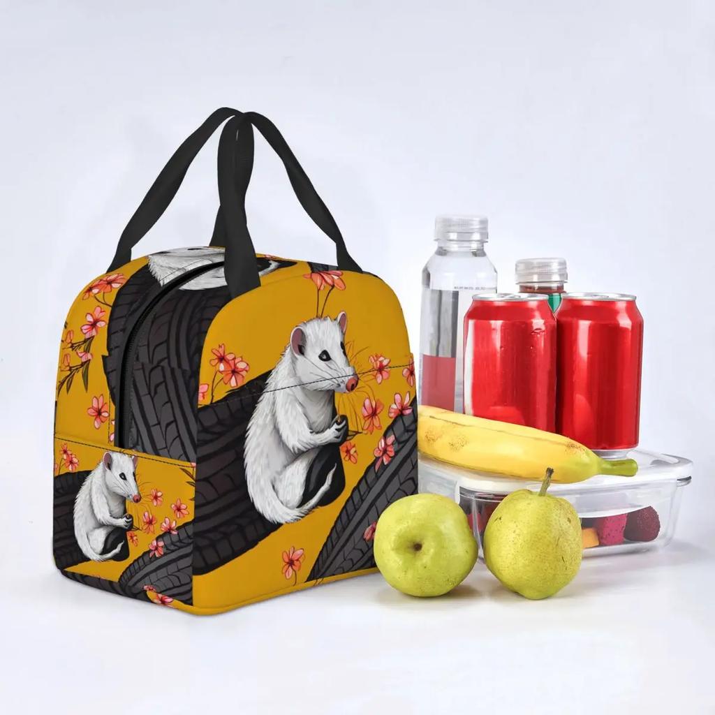 Opossum Auf Reifen Tragbare Lunchboxen für Frauen Auslaufsicher Tier Haustier Thermokühltasche Lebensmittel Isoliert Lunchtasche Büro Arbeit