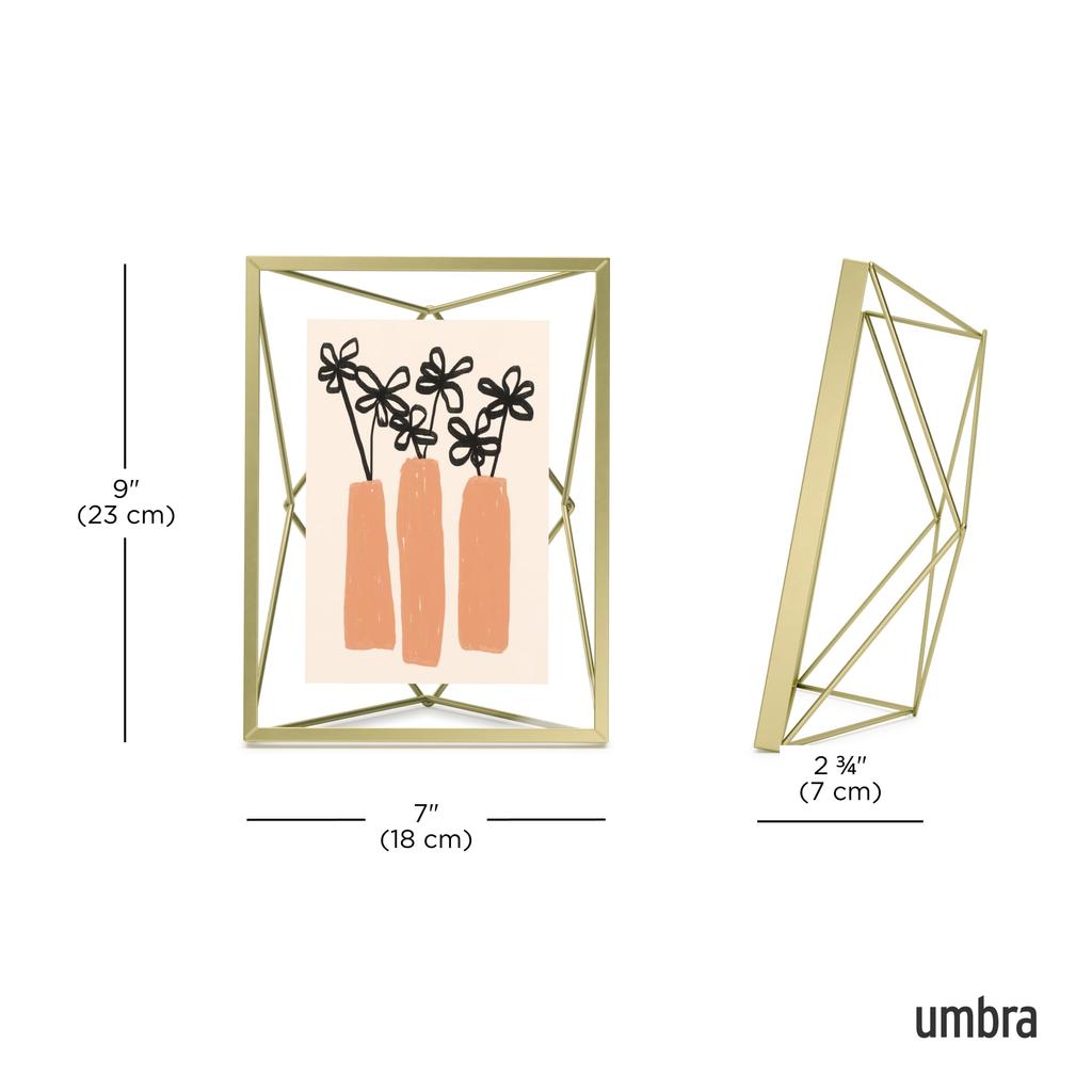 Umbra Prisma Photo 5x7 2L for Tabletop and Wall Mounted Photo Brass Frame, Inches, Size, Display,