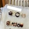 Cartoon Rilakkuma Short Square Round Handmande False Nails Cute Animal Bear Cat Dog Strawberry Bow Press On Nails Christmas Gift