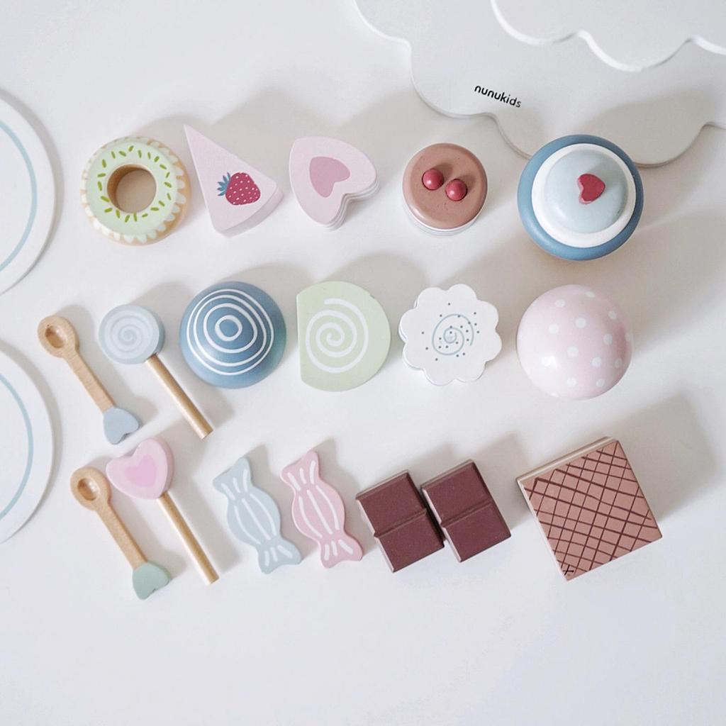 2 Pretend Food Set Play Desserts Cake and Donuts - Birthday Gifts Toy for Boys, Girls,