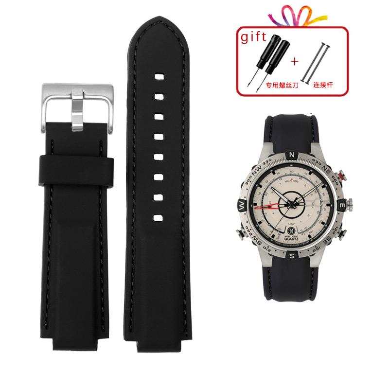 Dla mężczyzn Timex E-tide Compass T2N720 T2N721 TW2T76300 wodoodporny miękki pasek do zegarka z gumy silikonowej pasek z narzędziami Piny śrubowe