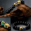 Pixiu Men Obsidian Stone Beads Feng Shui Bracelets Wristband Good Luck Bangle Thermochromism