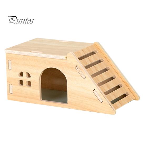 Hamster Platform Villa Double Layer Harmless Pet Toy Solid Wood Dwarf Hamsters House Climbing Play Hut Chews for Home