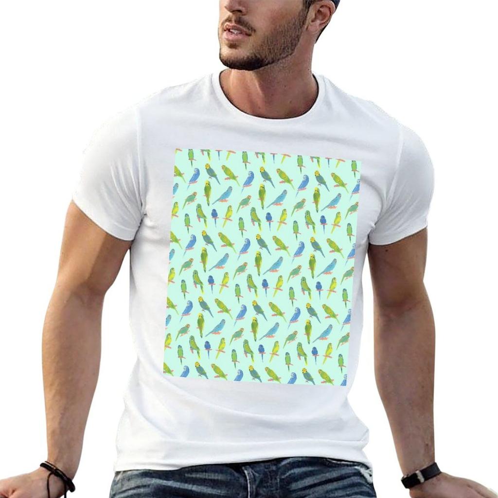Fun Budgie Pattern Tshirt T Shirt Custom Print Unisex T Shirts For Unisex Casual Tshirt