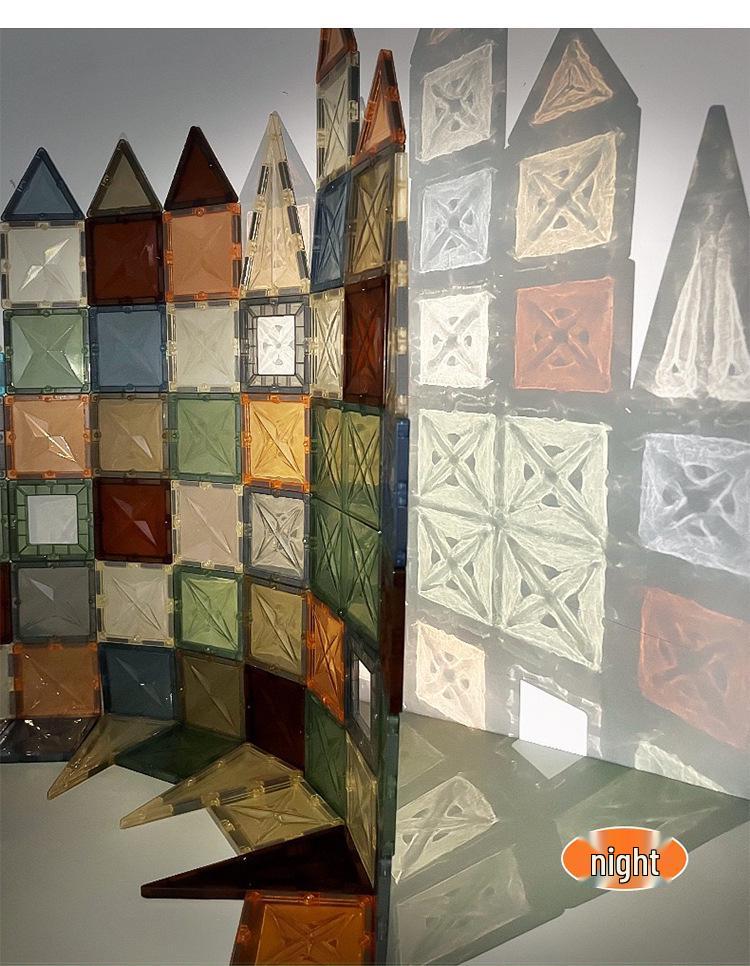 Large Nature Colors Stained Glass Magnetic Building Blocks for Castle Track Assembly