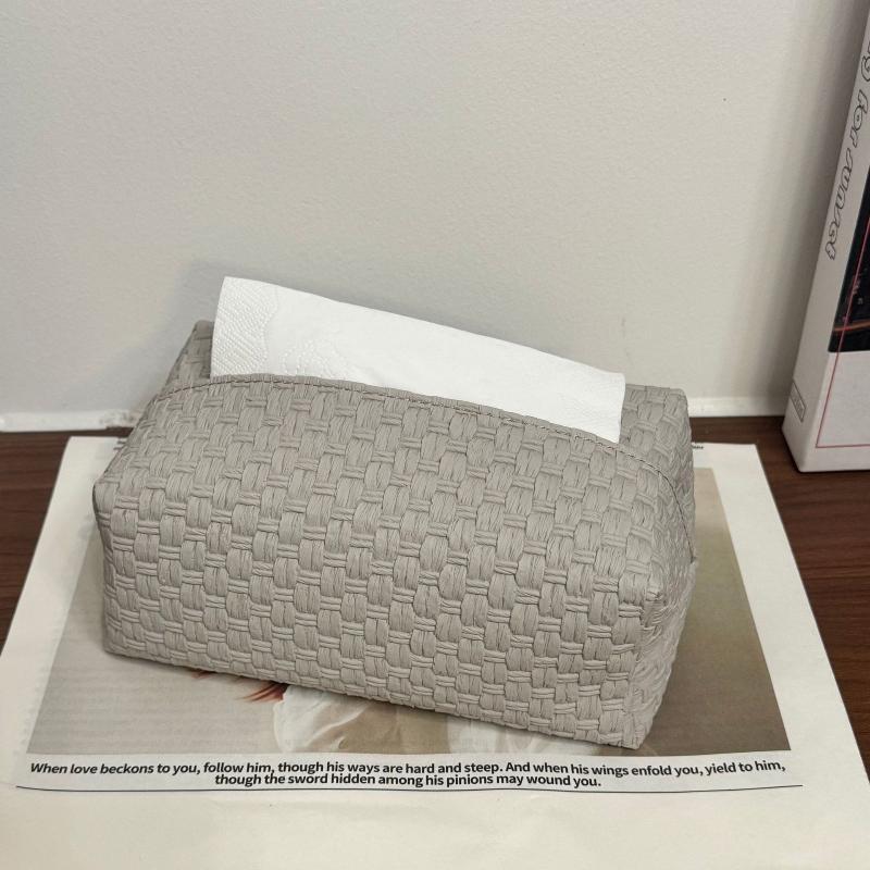 Decorative Vine Pattern Waterproof Leather Tissue Box with Drawer Practical Napkin Storage Organizer for Household Daily Use
