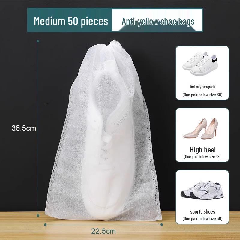 Disposable Non-Woven White Shoe Storage Bag - Anti-Yellow, Dustproof, Sun-Drying Travel Shoe Cover
