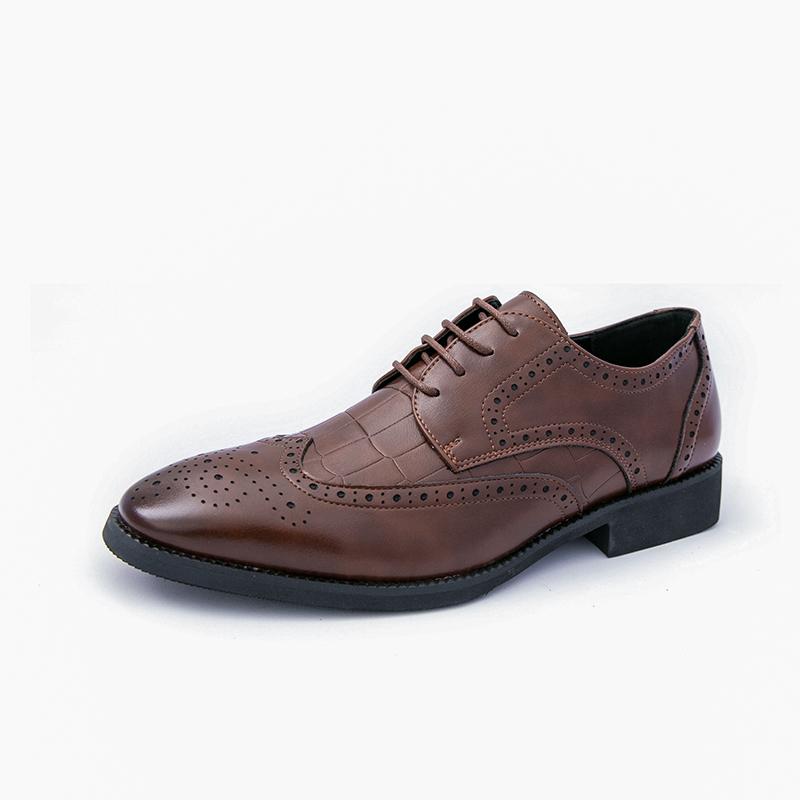 Retro Men Formal Leather Shoes Men Lace-up Business Fashion Suit Leather Shoes Wedding Banquet Shoes Size 38-46