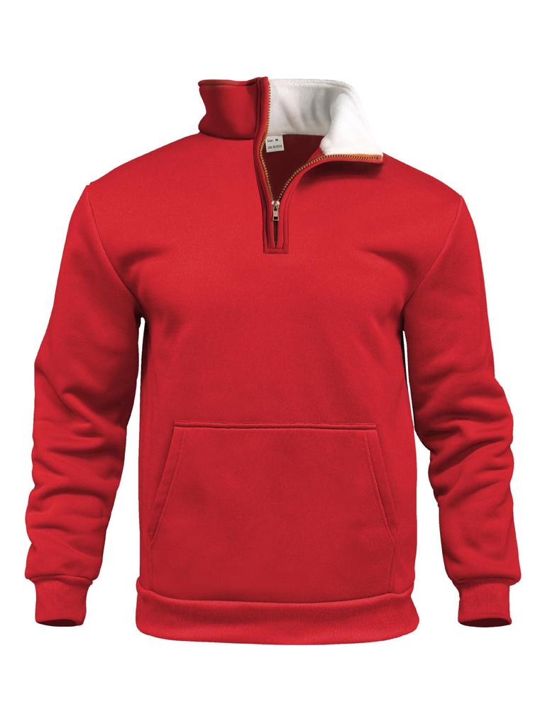 Men's Waffle Knit High Collar Half-Zip Pullover Sweatshirt - Autumn Casual Outdoor Style