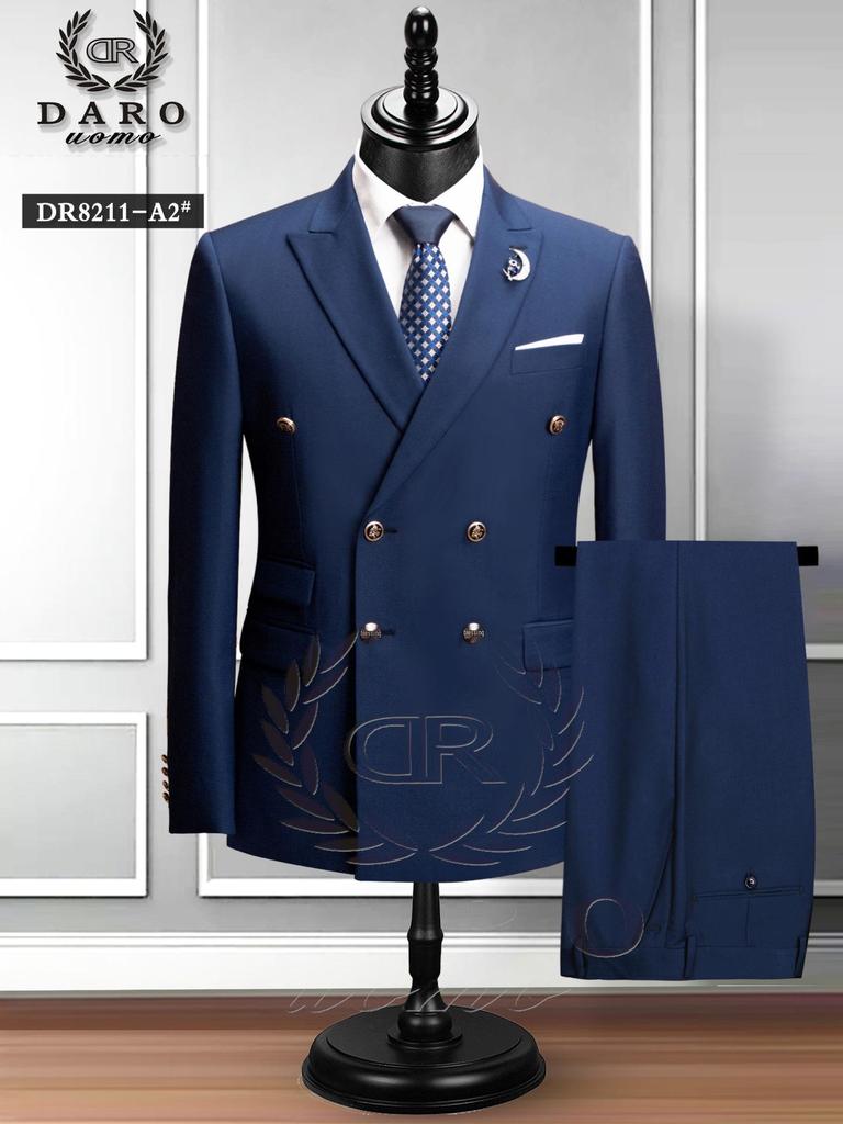 Men's Large Double-Breasted Wedding Suit & Groomsmen Two-Piece Set