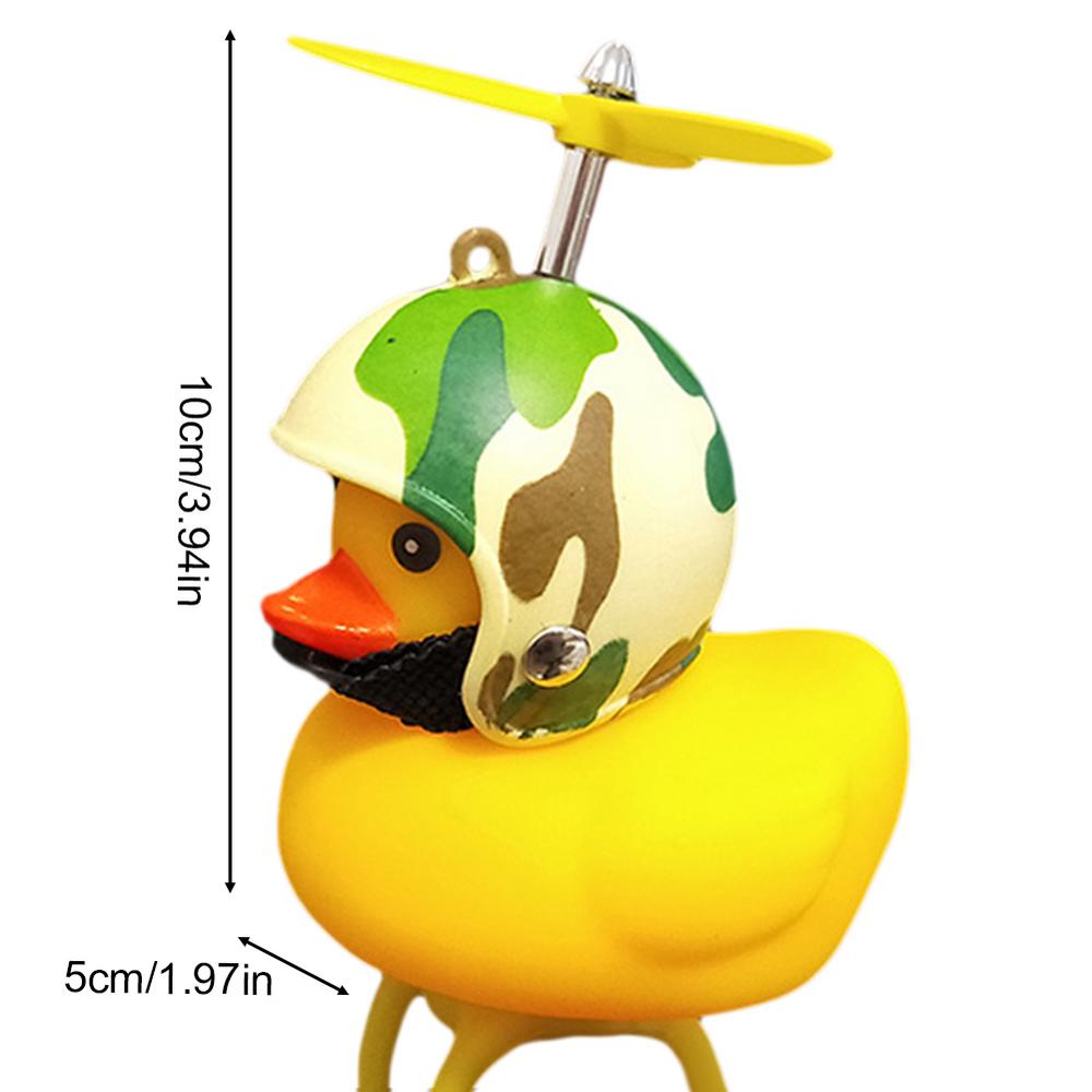 Rubber Duck Toy Car Ornaments Yellow Duck Car Dashboard Decorations Cool Duck with Propeller Helmet