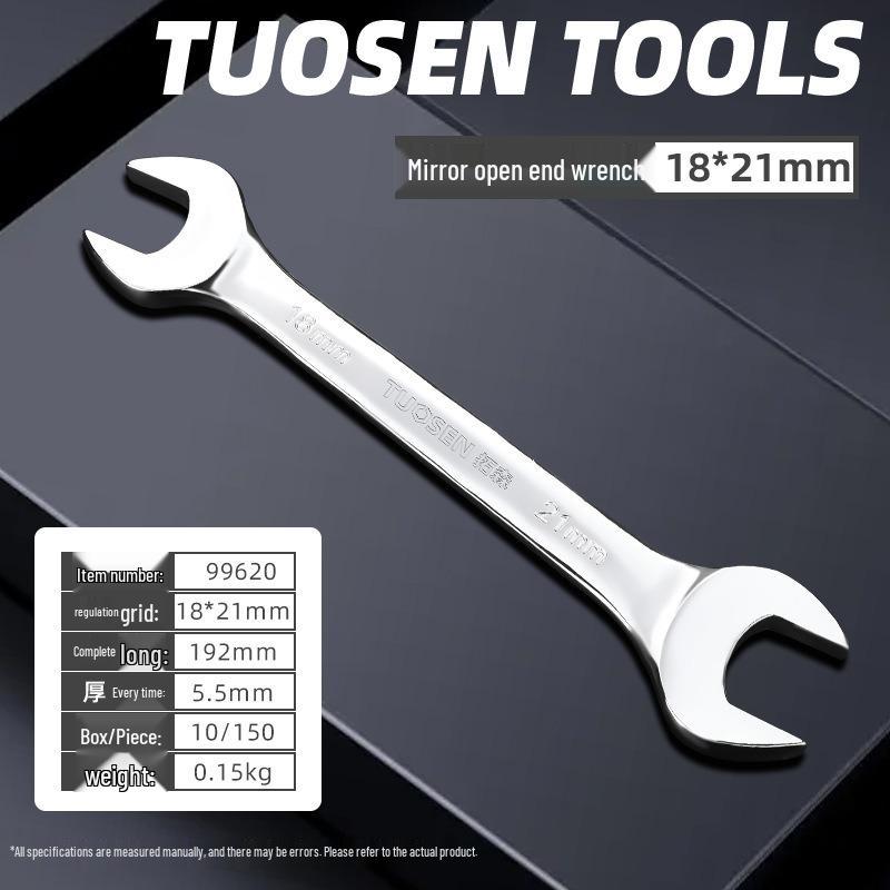 Metric Mirror Finish Double End High Hardness Open End Wrench - Multi-Spec Hand Tool