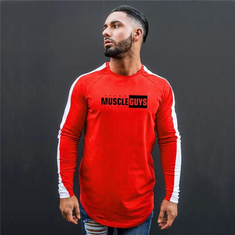 Muscleguys New Autumn T-shirt Men's Casual and Comfortable Long-sleeved Black and White Two-color Popular O-Neck Daily Youth Vitality Top