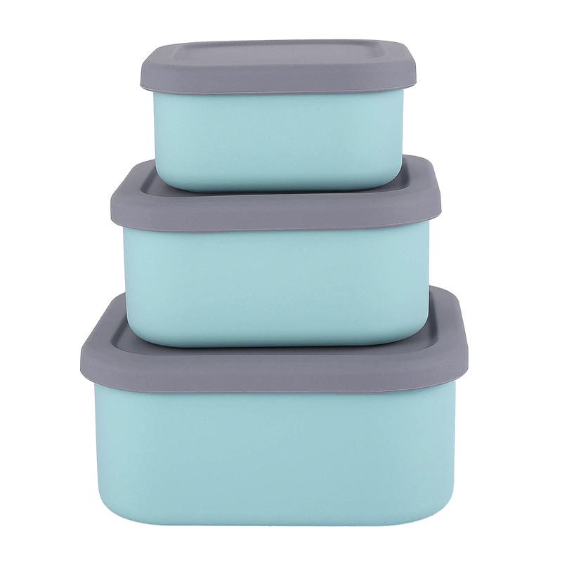 Silicone Food-Grade Square Bento Box Set with Lid for Fresh-Keeping, Microwave, and Picnic Use