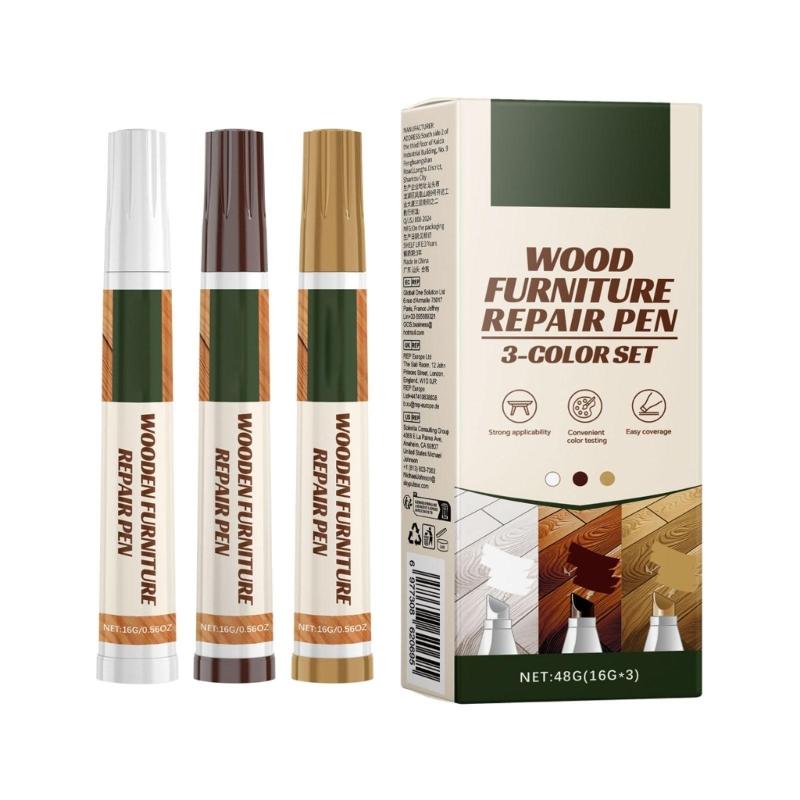 

3Pcs Furniture Repair Marker for Stains, Scratch, Wood Floor Table Desk, Furniture Marker Wood Scratch Repair Marker 1