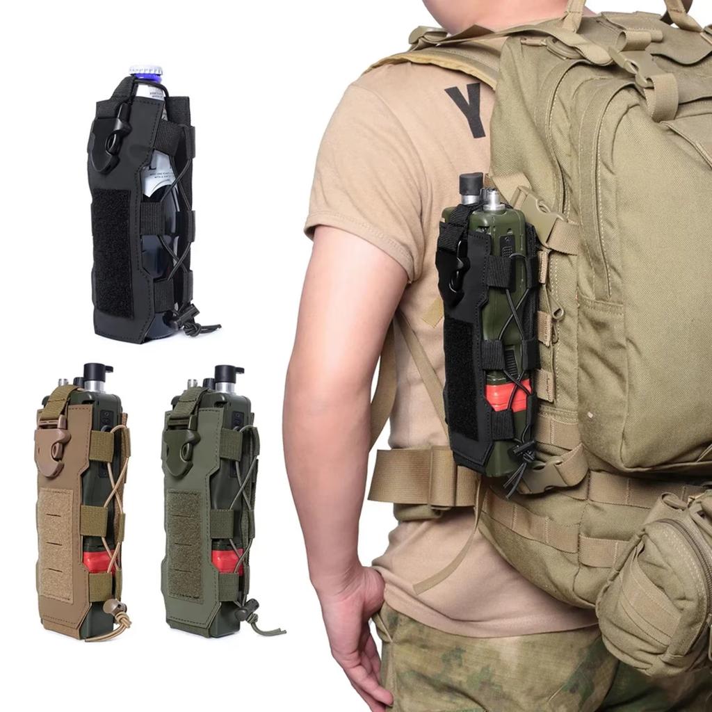  Molle Pouch Water Bottle Bag Holster Outdoor Camping Hunting Drawstring Bottle Kettle Holder Carrier Pouch