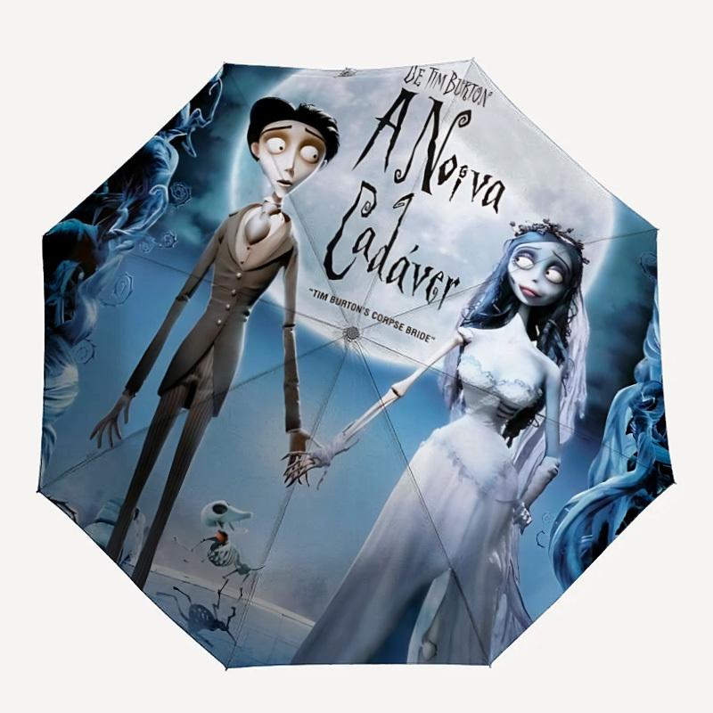 

1pc Corpse Bride Tim Burton 8-Ribs Sturdy Frame, Automatic Open/Close, Durable & Colorful Ideal for Beach, Travel, And All Seasons10001