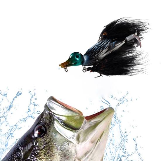 10.5CM/28G Harter Enten-Angelköder mit Federhaken Bewegliche Füße Bionischer Kunstköder Süßwasser Salzwasser Angelzubehör