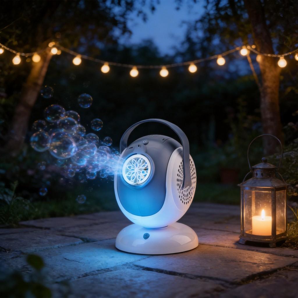 Automatic Bubble Machine With Lights And Rotating Handheld Case For Weddings And Parties