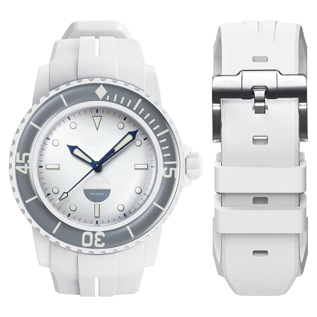 Jumpsunfun 22mm Watch Band for Blancpain X Silicone Watch Compatible with SCUBA Fifty Includes Replacement Tool Swatch, Strap, Bioceramic, Fathoms,