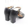Excellent HERMES Sandals Ankle Strap with API Metal Black Leather Women 35.5 Used