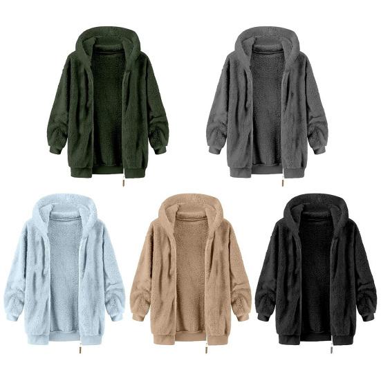 Men Fleece Hooded Jacket Winter Warm Zip Up Sweatshirt Soft Breathable Coat Casual Outerwear
