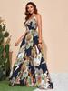 Tropical Print High Slit Strap Dress - European & American Style