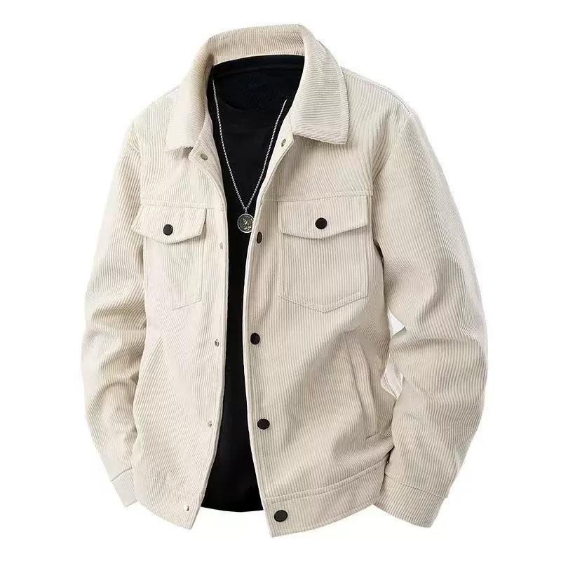 

Men s Premium Corduroy Trucker Jacket, Vintage Utility Pocket Design, Elevated Smart Casual Essential S бежевый