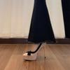 Daily Versatile High Heels Women's Stiletto Bow Temperament French Evening Breeze Thick-soled Pointed Single Shoes