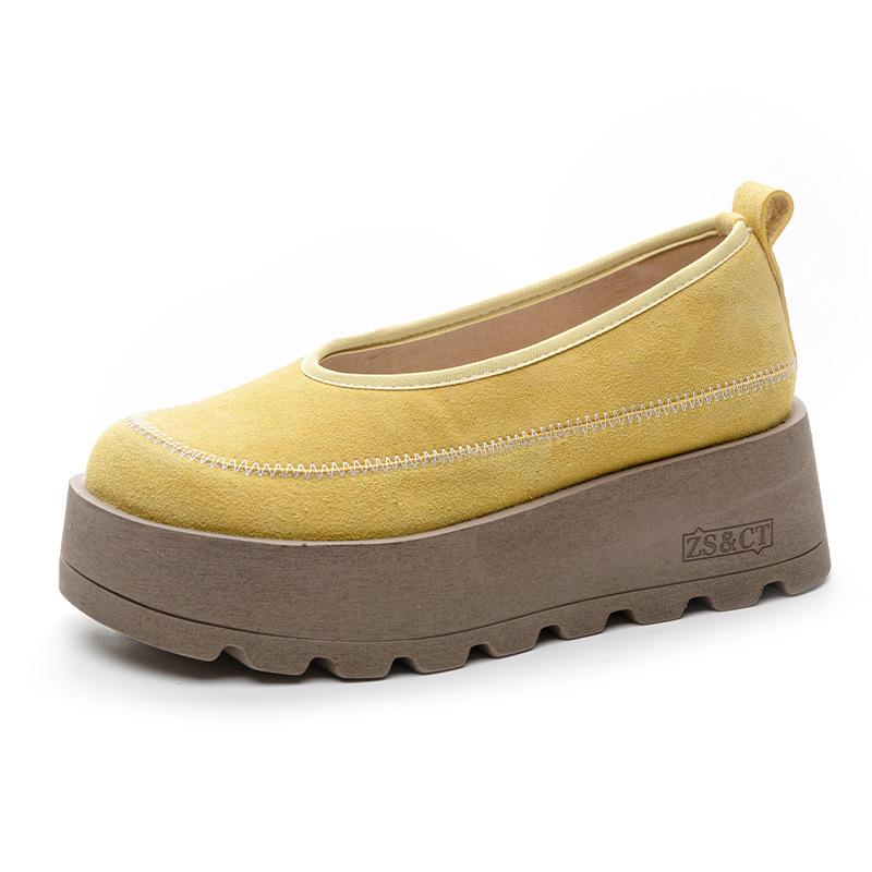Thick-soled casual small muffin shoes spring new heightening breathable shallow casual shoes