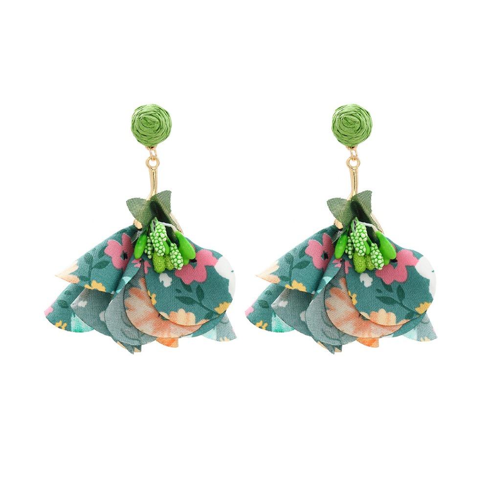 Exaggerated Beach Earrings Tassel Petals Stud Earrings Trendy Flower Dangle Earrings  Vacation