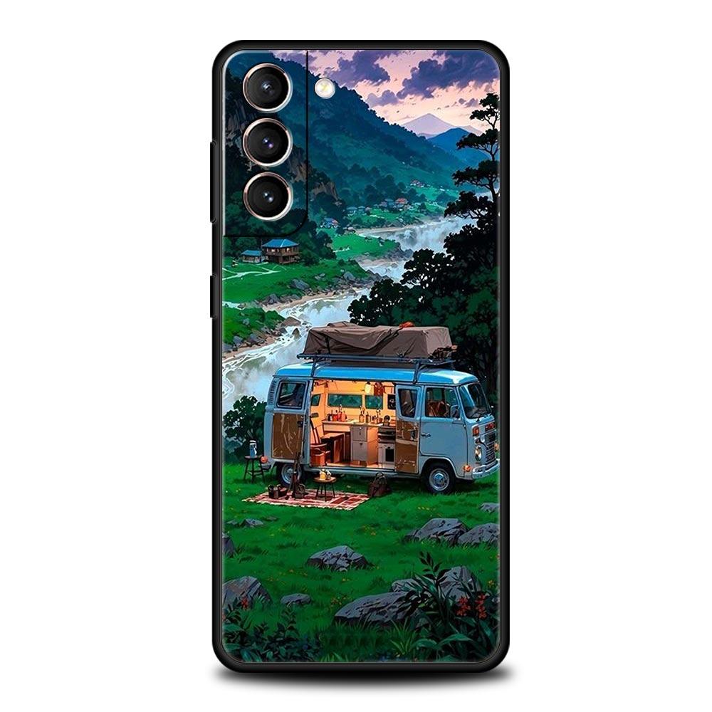 Phone Case For Samsung Galaxy S25 Edge S24 S23 S22 S21 Ultra S20 FE 5G S10 S10E S9 Plus Soft Cover Combi Van Car Outdoor Camping