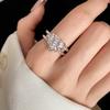 Jewelry Opening Pleated Heart-shaped Ring Copper Rhinestone Vintage Crystal Love Ring Trendy Zircon Opening Finger Ring Ladies