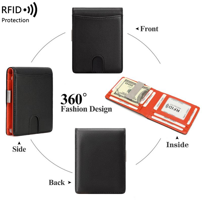 New anti-theft wallet, multi-card cowhide card bag, men's card cover, men's genuine leather dollar clip.