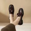 2025 Spring and Autumn New French Small Leather Shoes Women's British Style Retro Square Head Loafers Bow Mary Jane Single Shoes