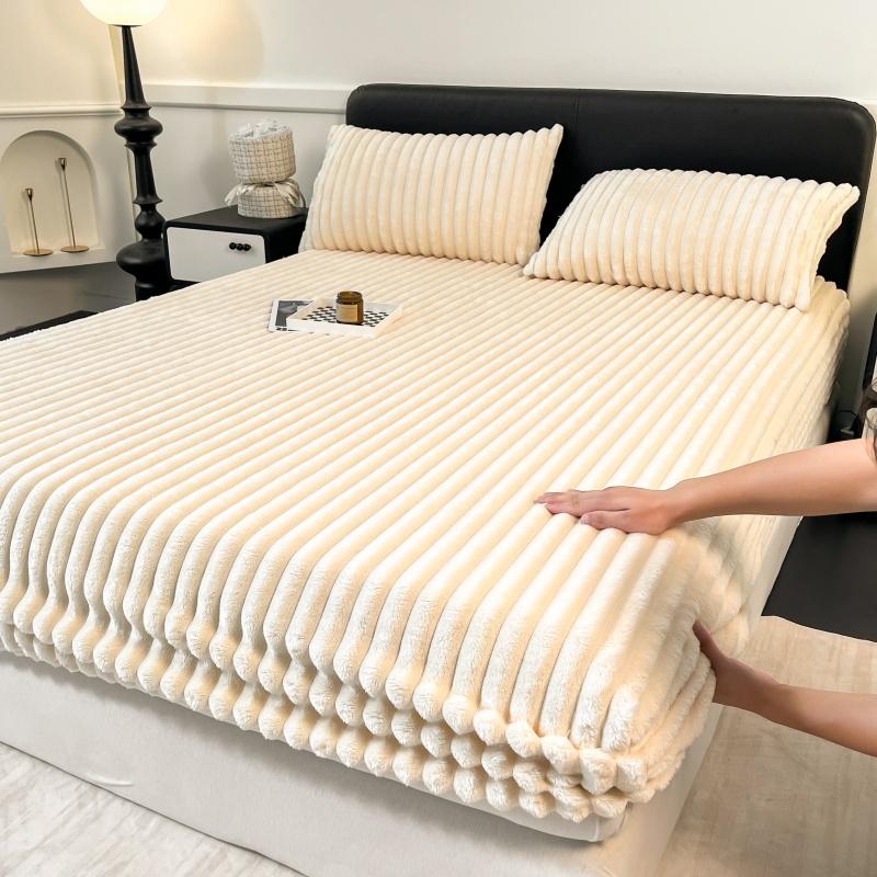 Thickened Keep Warm Autumn Winter Fitted Bed Sheet Set or Only 1 Pcs Fitted Sheets Queen Soft Thicken King Size Mattress Cover