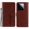 For Xiaomi 14 Phone Case with Stand Cat Tree Pattern Leather Wallet Mobile Cover