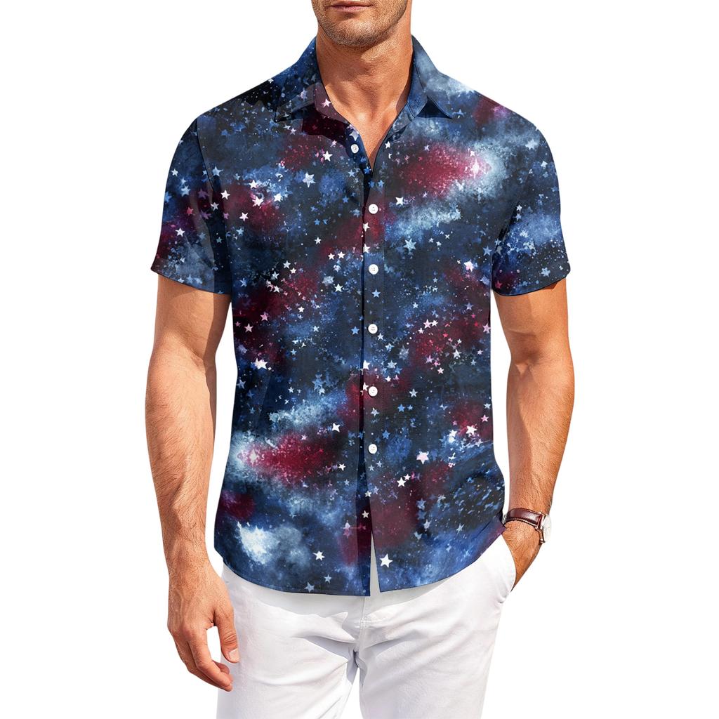 Men's Casual Short-Sleeve Collared Shirt