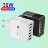 30W Multi-port Fast Charger 6-Port QC3.0 - EU/US/UK/KR Plugs