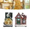 Resin Christmas Village House Hand Painted LED Lighted Christmas House Landscaping Warm Ambient Fine Details for Home Decor