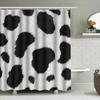 Animal Print Shower Curtain With Black Spots Waterproof Fabric For Bathroom Decor White Black