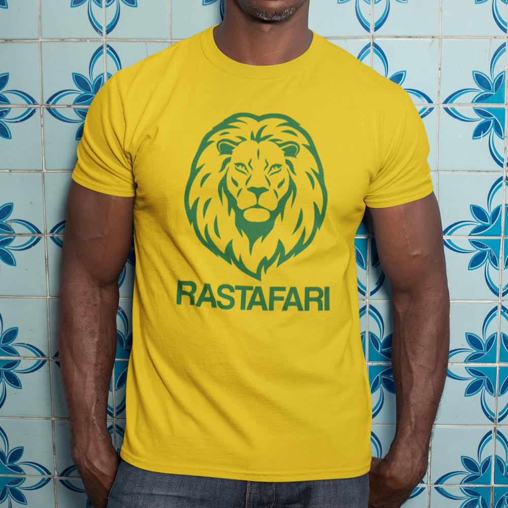 RASTAFARI LION T-SHIRT (Rastafarian Rasta Jah Jamaica Reggae Dub Ska Dancehall) Unisex T-Shirt L