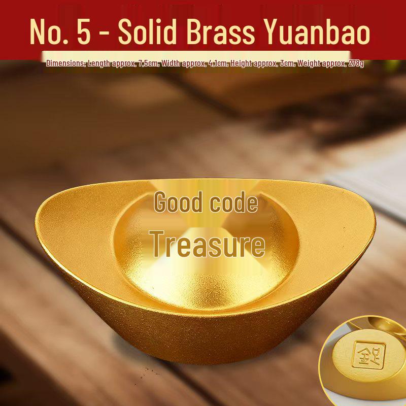 Solid Brass Sand Gold Yuanbao Ornament for Home or Shop Decor