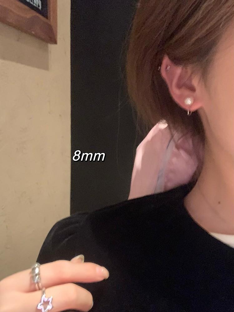 Shijia Graue Perle Runde Ohrringe: Retro Französisches Design, Eleganter Allround-Schmuck für Frauen