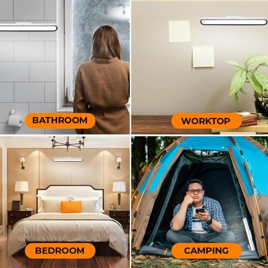 Plast Magnetisk Hybel LED Lampe USB Oppladbar Skrivebordslampe Dimmbar Berøringskontroll Studiebruk Nødbruk, Hvit