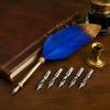 24cm/9.4in Calligraphic Pen Set Blue Dip Pen Set Replacement Feather Pen Kit  Calligraphy Practice